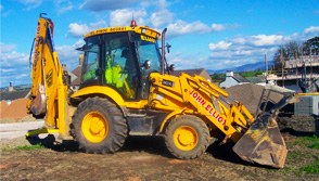 JCB 3CX backhoe loader lettered John Elliot