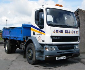 White DAF tipper wagon lettered John Elliot Ltd